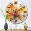 Horloge murale orange et jaune Whirls I - Minimalisme-2104212585