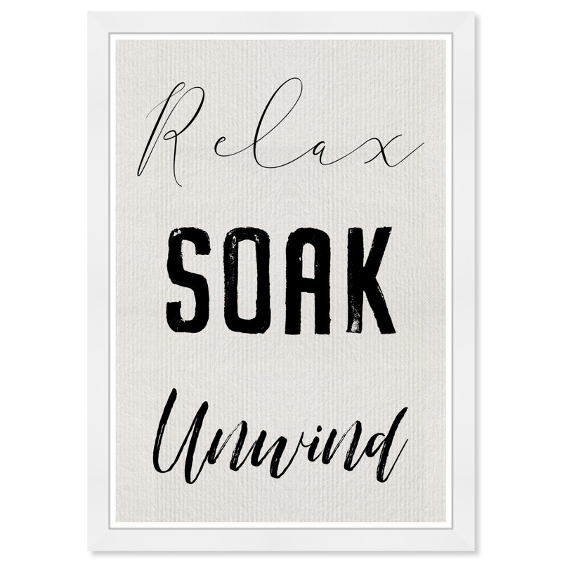 «Typographie and Quotes Relax and Unwind», impression sur papier blanc moderne
