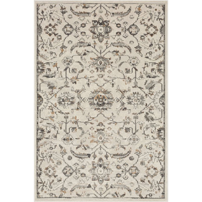 Margarida Polypropylene Floral Hephaetus Grey Area Rug