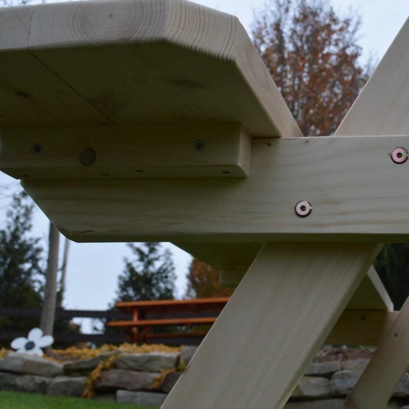 Keystone Amish Co. Spruce Picnic Table, 5-Foot, White Stain, 30" H x 55" W x 60" D, White Stain