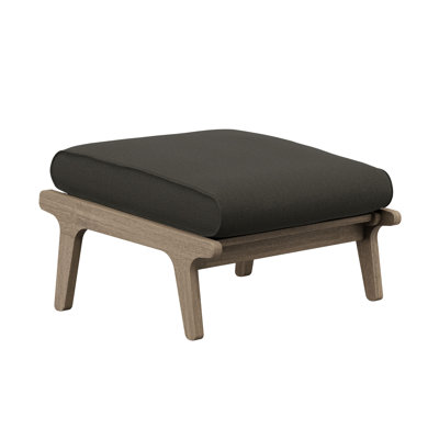 Saratoga Outdoor Teak Ottoman In Flint Gray