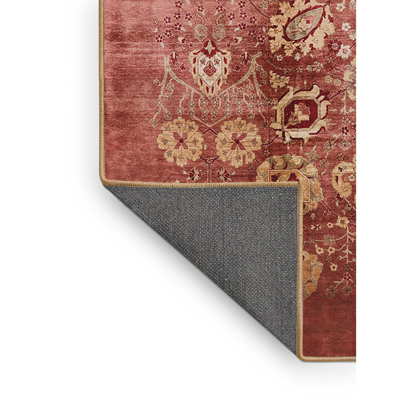 Tapis à motif floral rose, Rectangle 8 pi x 10 pi