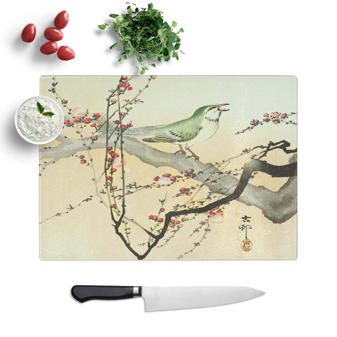 Tempered Glass Songbird in a Plum Blossom Tree by Ohara Koson Chopping Board