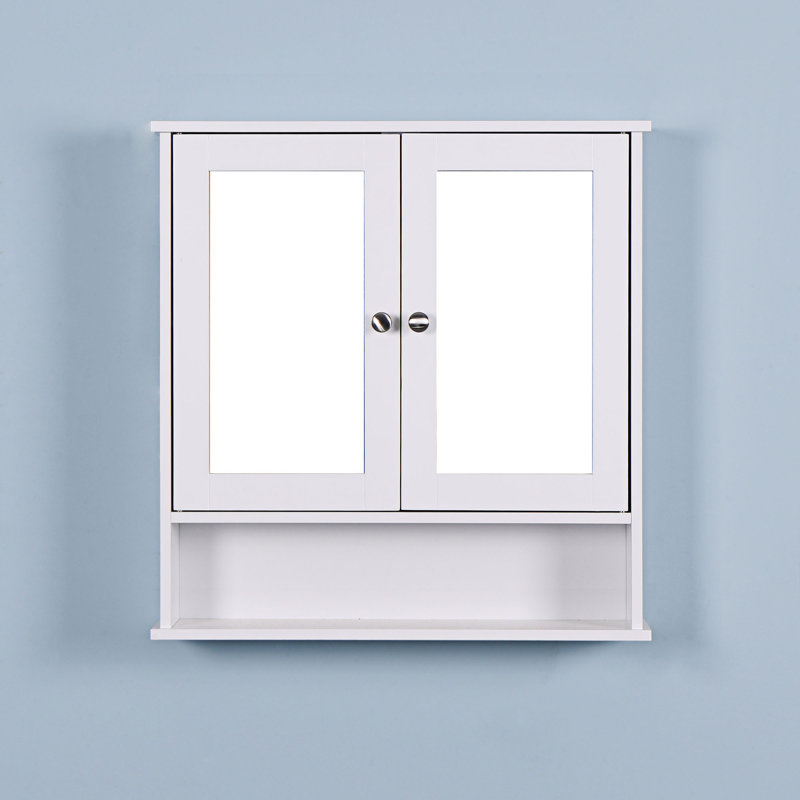 Isahia Wall Mounted Bathroom Cabinet with 2 Mirror Doors and Adjustable Shelf
