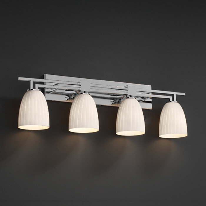 Éclairage pour meuble-lavabo 4 lumières Carolos, Ruban, Nickel brossé