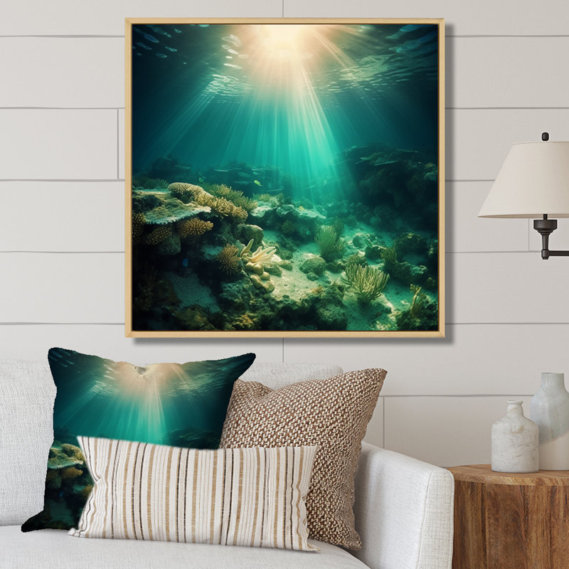 Underwater Coral II sur impression sur toile, Cadre naturel flottant, H 24 po x l 24 po x P 1 po