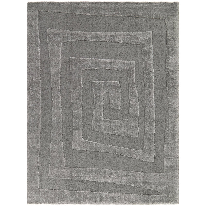 Draco Grey Abstract Modern Area Rug, Rectangle 5'3" x 7'