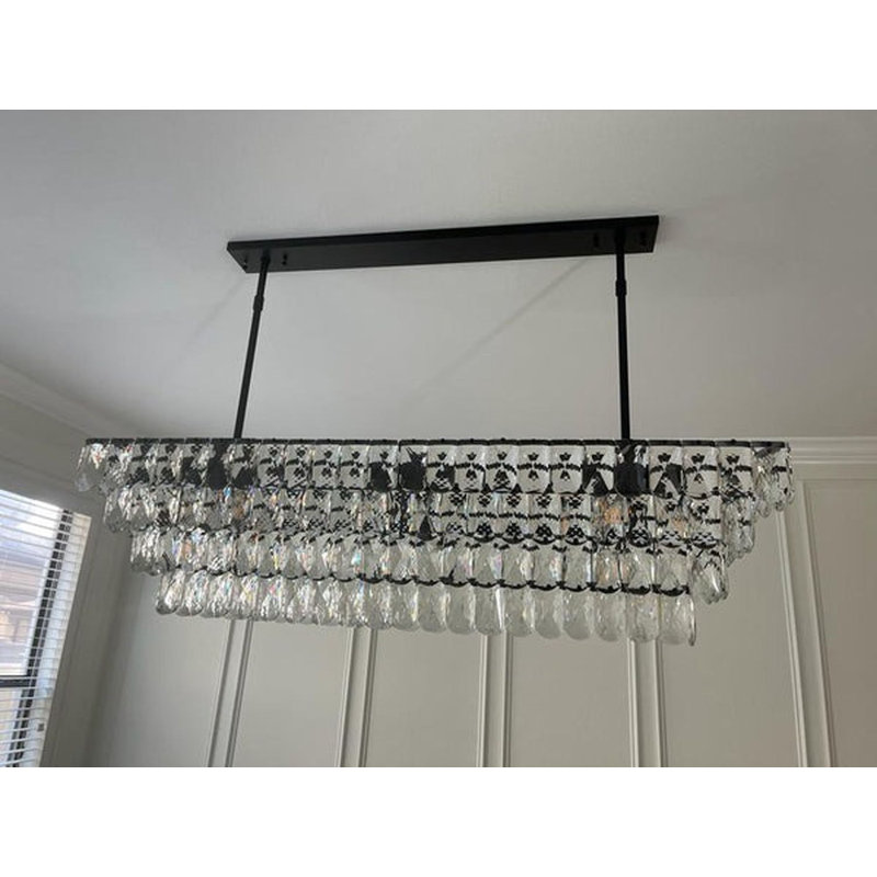 Hykeem 8 - Light Dimmable LED Square / Rectangle Chandelier, Matte Black, 21”H x 61”W x 16”D, Smoke