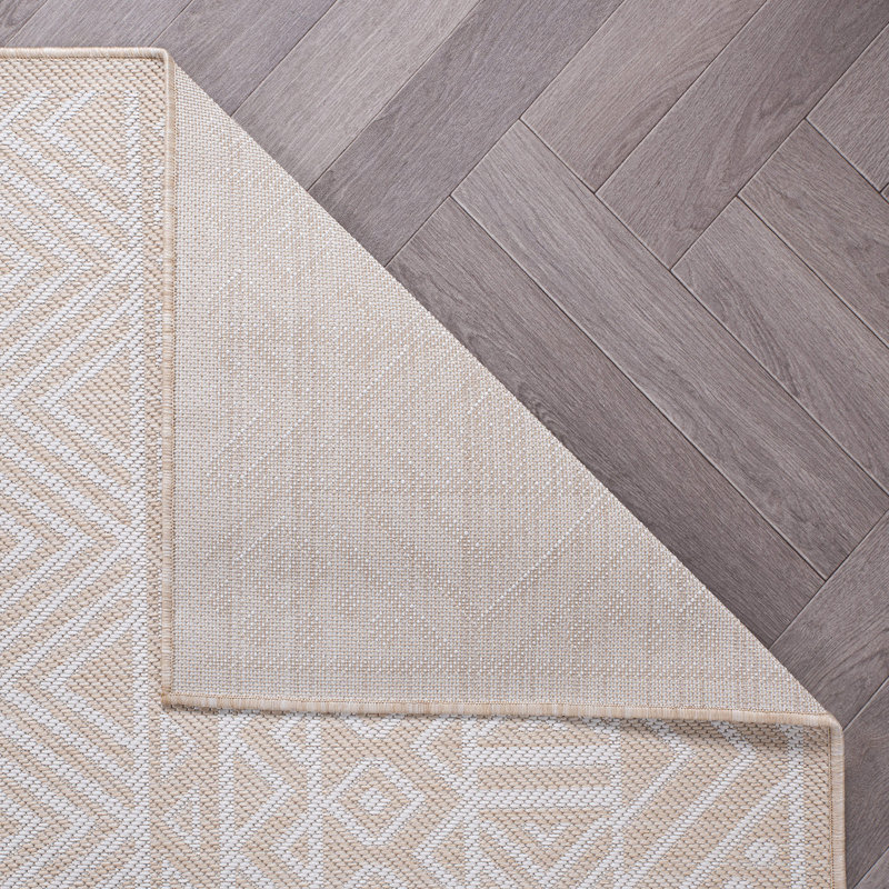 Joske Southwestern Beige / Cream, Indoor & Outdoor Area Rug, Rectangle 5' x 7'