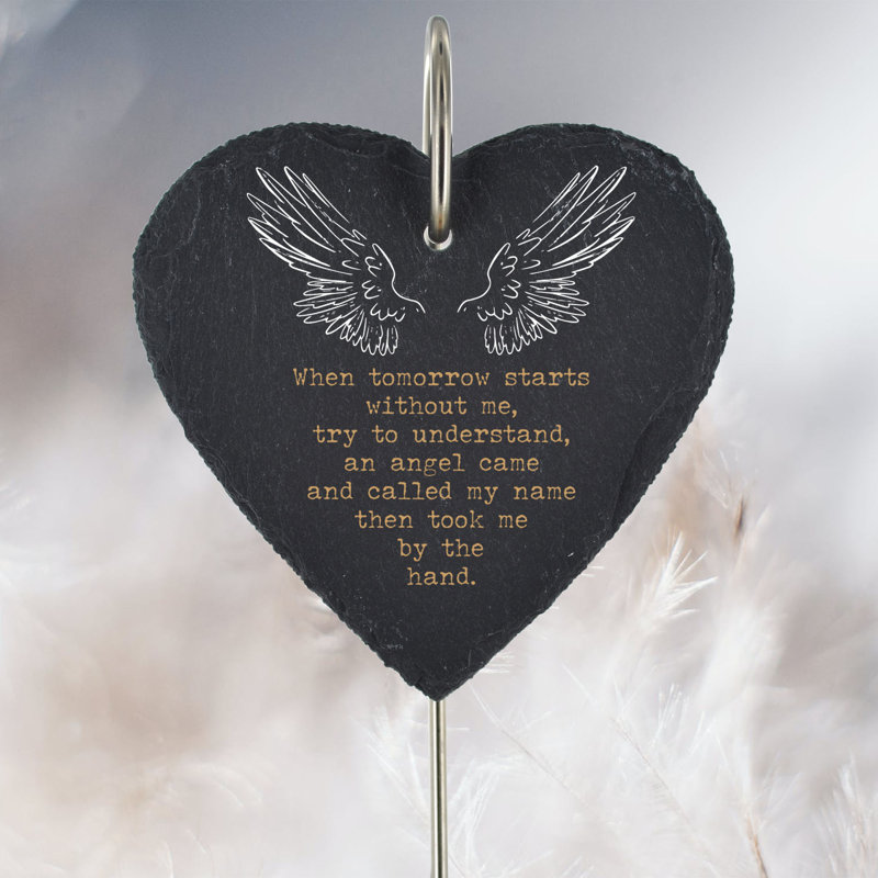 Binyamin Waterproof Slate Heart Grave Marker People Memorial Plaque