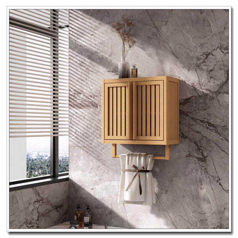 Wall-Mounted Bamboo Bathroom Cabinet