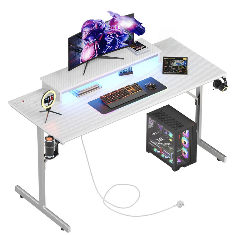 Bueche Stainless Steel Computer Desk, White