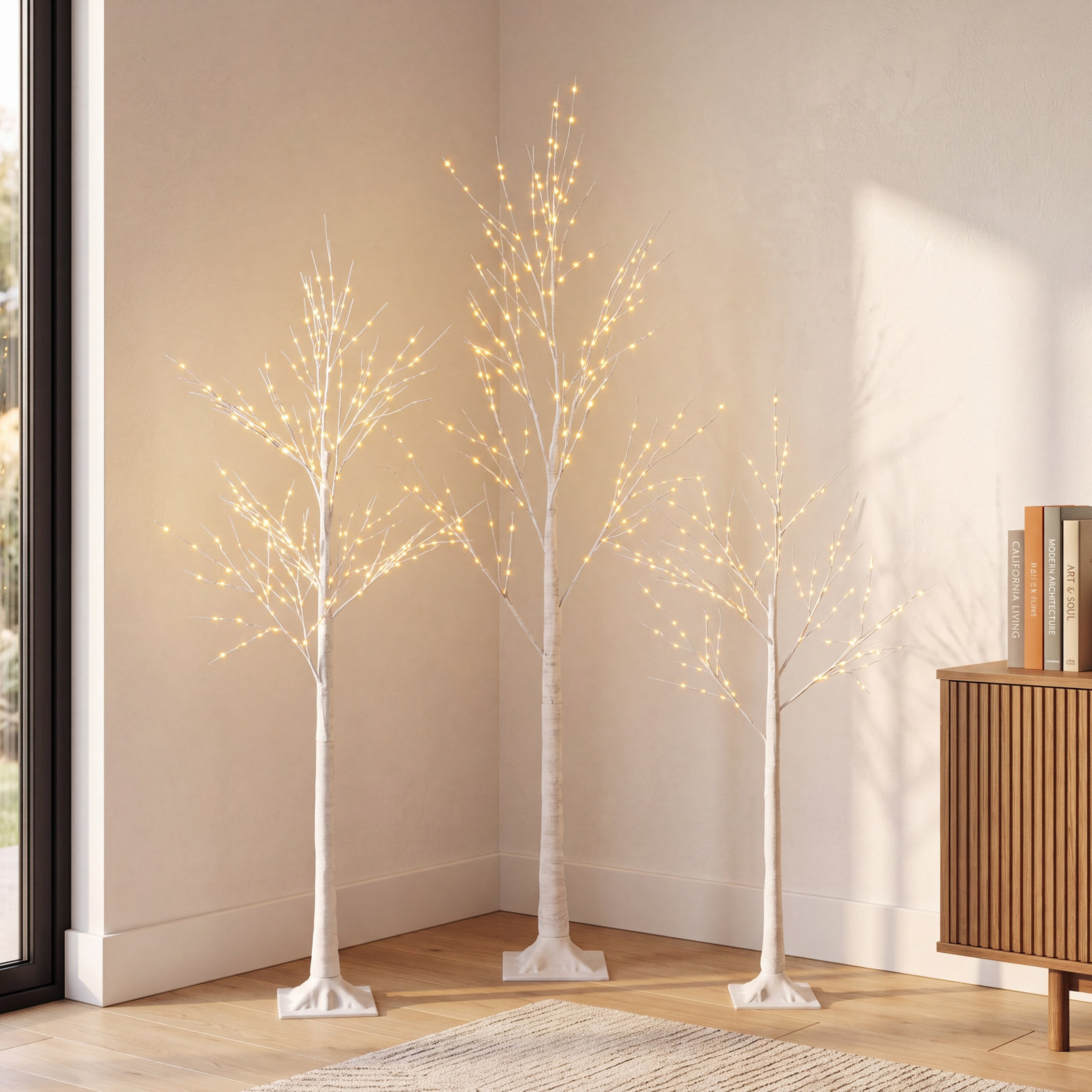 Integrated LED Pre-Lit Birch Tree Set