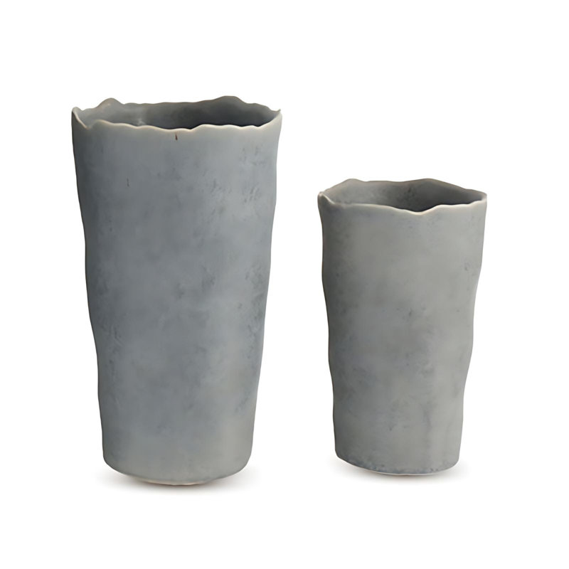 Gray Ceramic Cylinder Vase Set