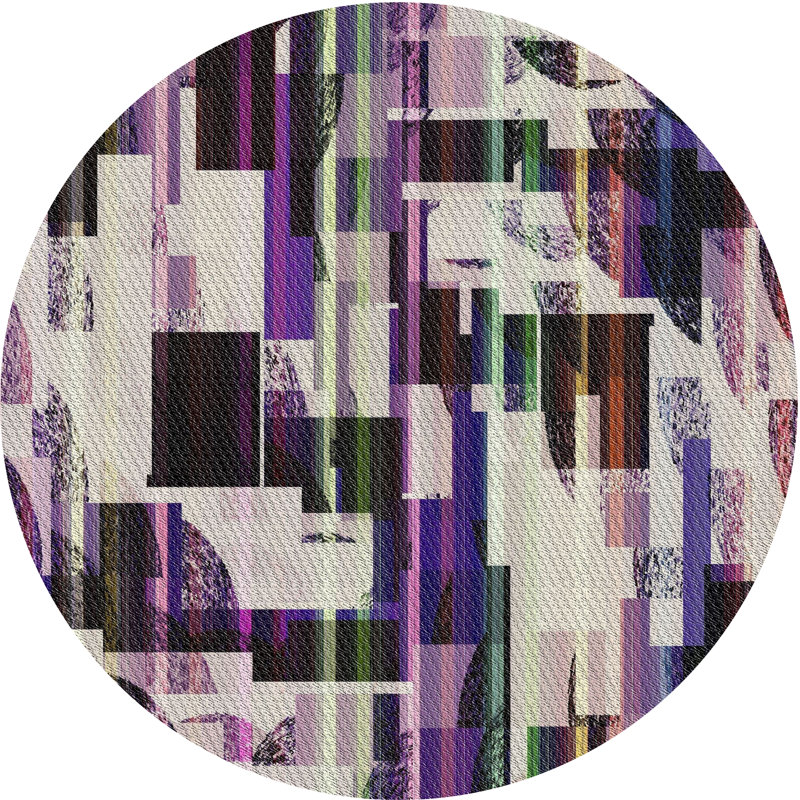 Gris Tapis décoratif, Rond 6 pi