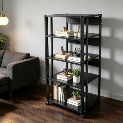 5-Tier AV Media Stand, 42.9" H, Lockable Wheels, Audio Rack