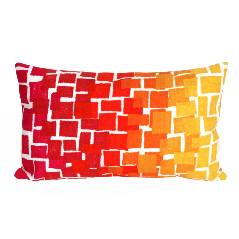 Geometric Outdoor Reversible Throw Pillow, Red