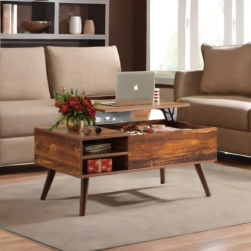 Table basse à plateau relevable en bois