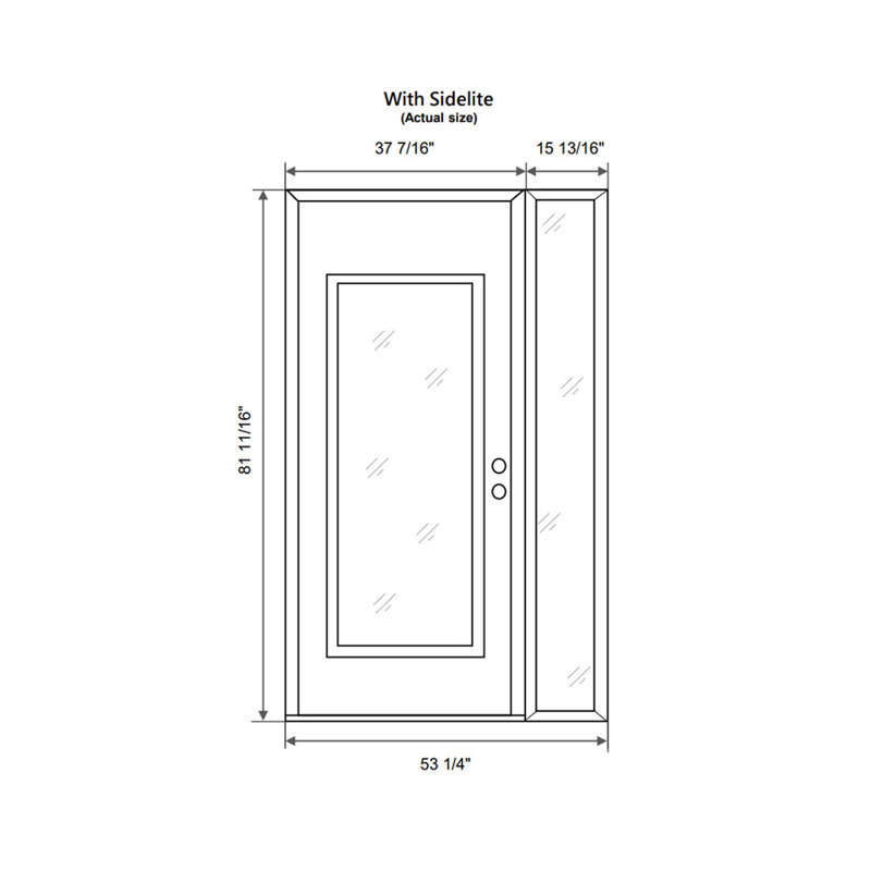 Porte d'entrée avant pré-montée Sidelite, L 53,25 po x H 81,69 po, Oui, Clair