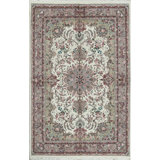 Wool Oriental Area Rug in Purple/Green/Beige