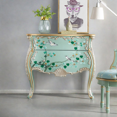 Retro Simple Painted carved Wooden Accent Chest