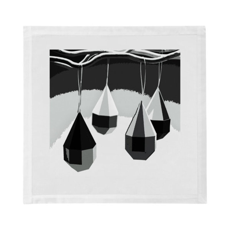 Ornaments Cotton Blend Square Napkins, Black/White