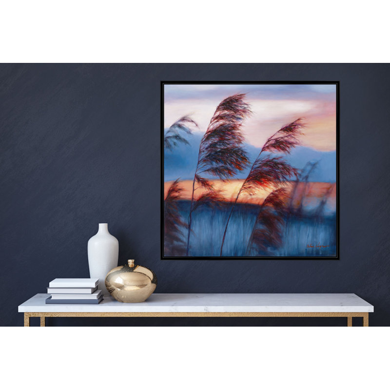 Pampas Grass At Dusk Painting, Black