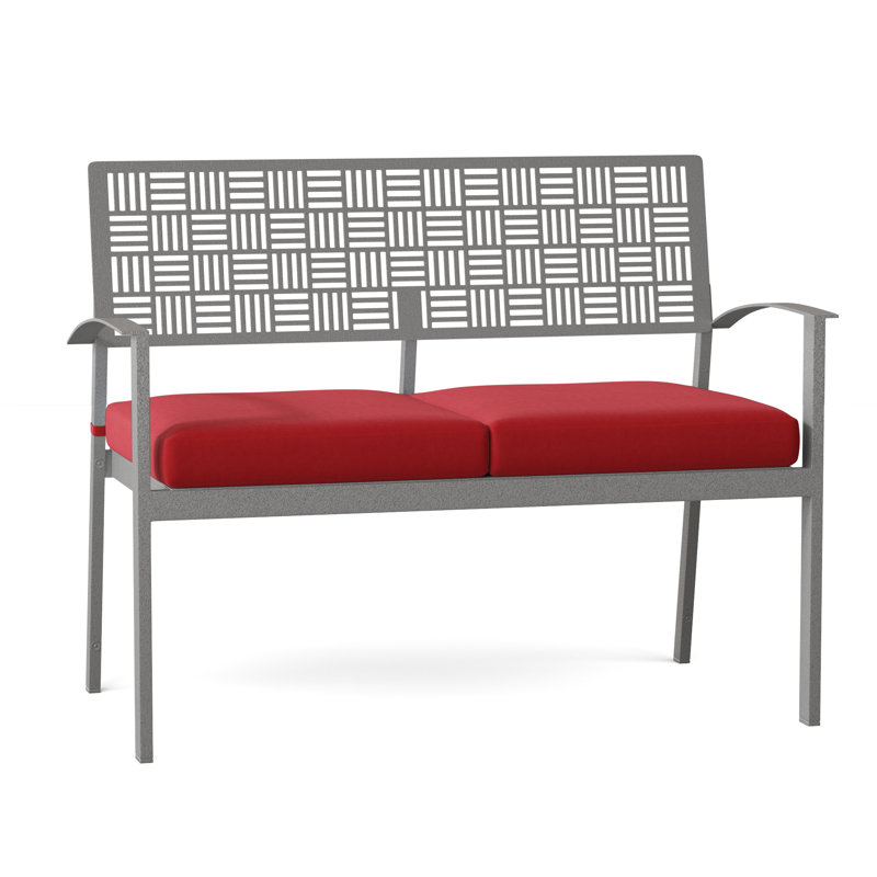 New Century Outdoor Bench, Pewter, Canvas Heather Beige Sunbrella® Canvas