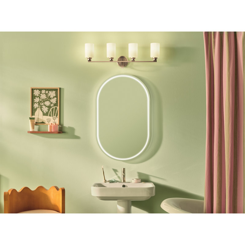 32.25" 4-Light Vanity Light with Fluted Glass, Bronze, Opal Etched