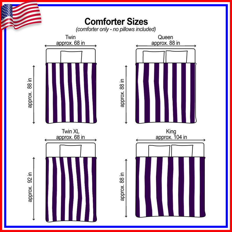 Purple White Stripes Comforter, Twin