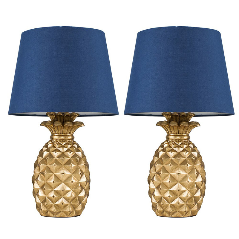 Bernina Plastic Bedside Table Lamp, Navy Blue, No Bulb
