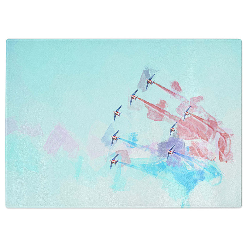Tempered Glass Planes in Formation Chopping Board, 28.5 cm W x 20 cm L