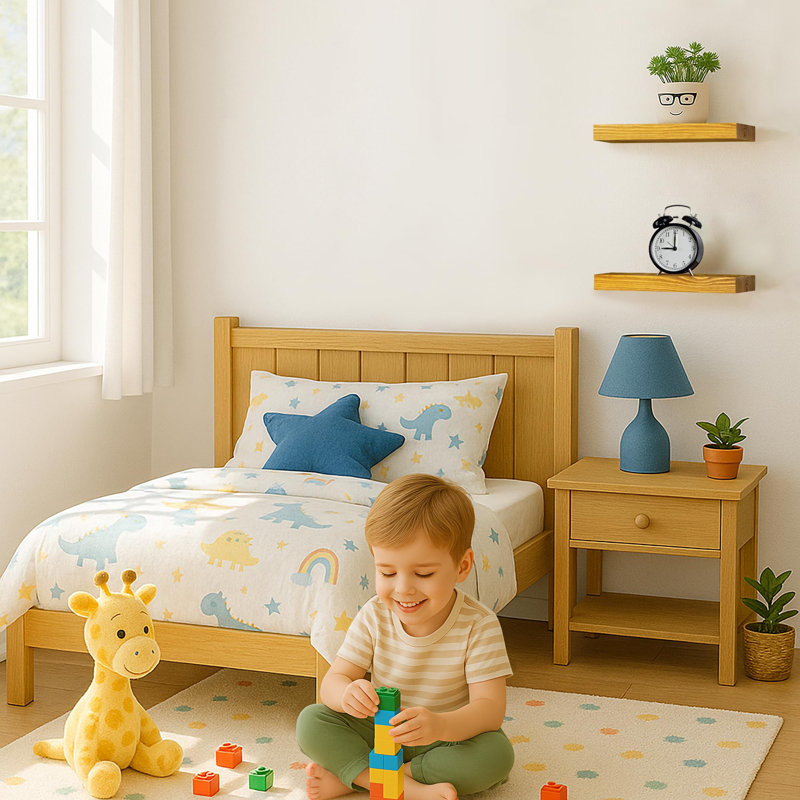 Solid Wood Floating Shelves，Rustic Wooden Wall Shelves, Yellow Brown, 1.25" H x 12" W x 6.7" D