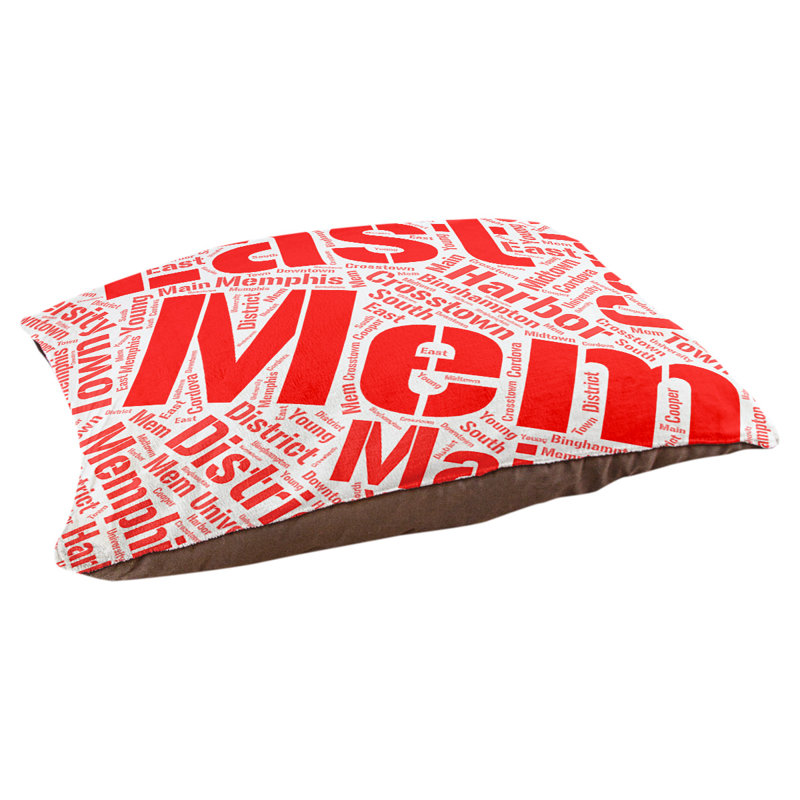 Coussin de chien « districts », Memphis, Grand (l 40 po x P 30 po x H 14 po), Rouge