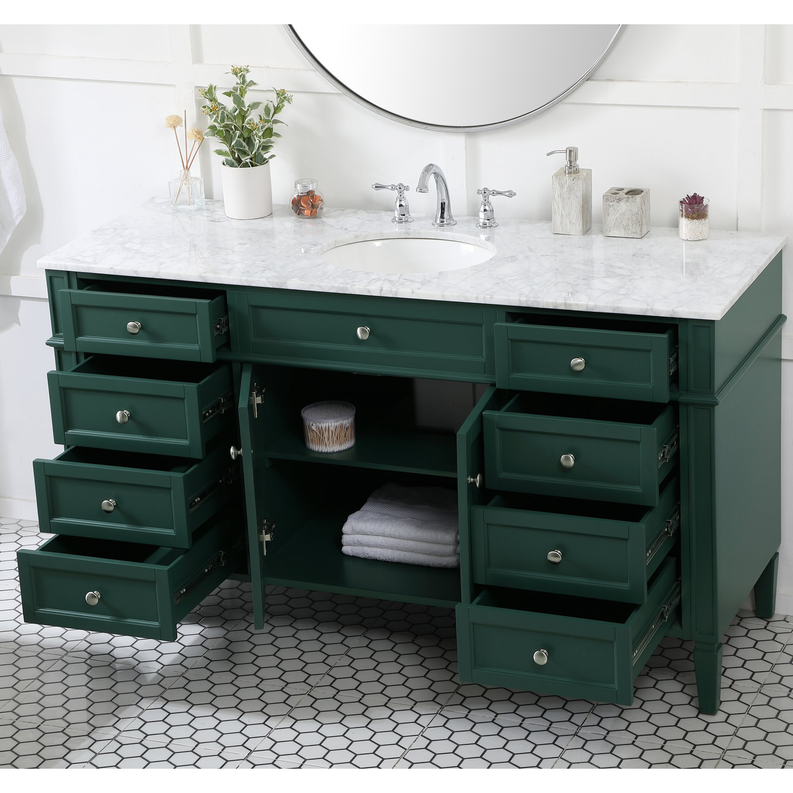 Rivers 60'' Single Bathroom Vanity, Green
