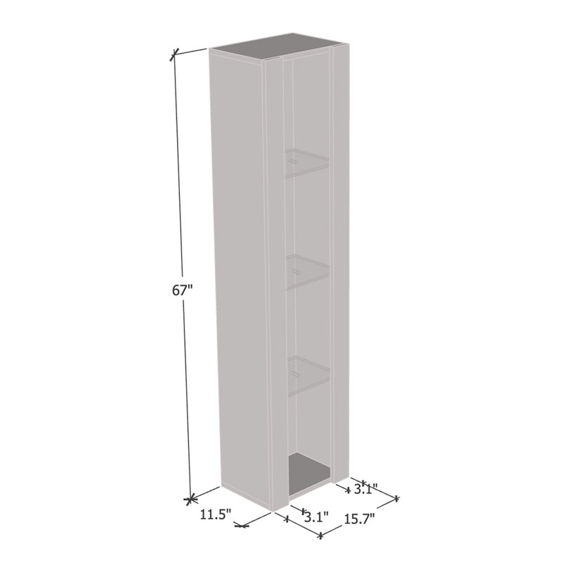 Bibliothèque flottante grise Type-21 15,75 "Fly, Gris, (2 tablettes) H 50 po x l 15,75 po x P 11,5 po