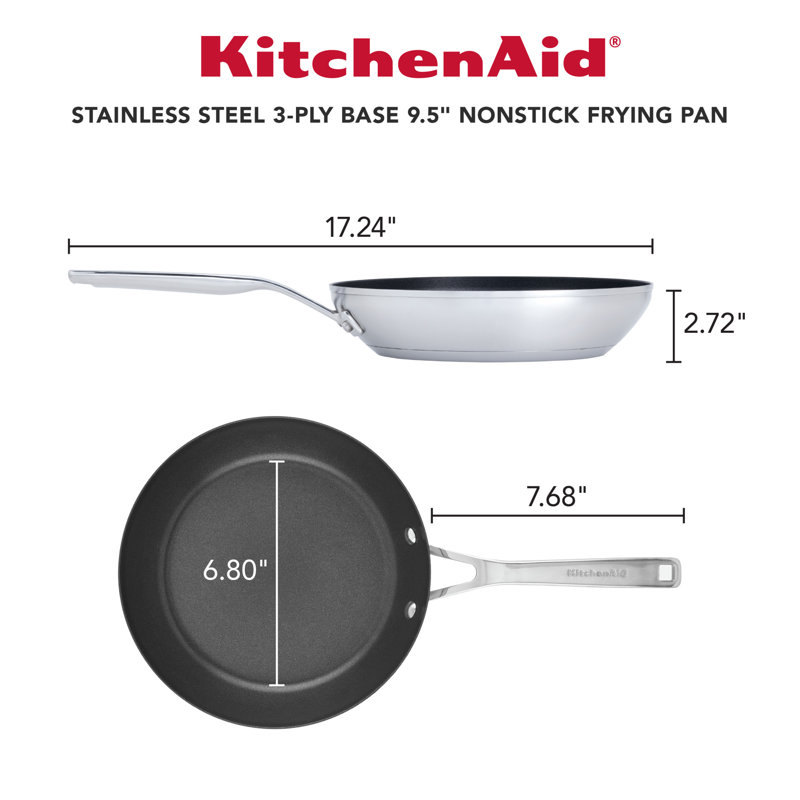 KitchenAid 3-Ply Base Stainless Steel Nonstick Induction Frying Pan / Skillet, 9.5" W