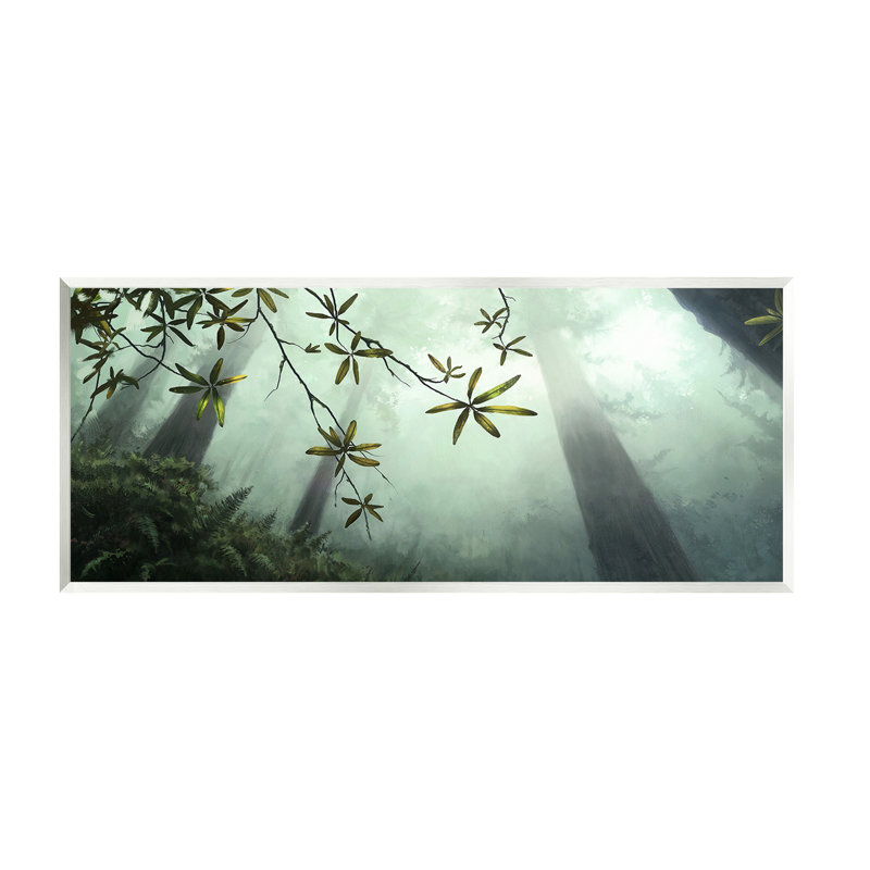 «Sunlit Forest Greenery», art mural sur bois