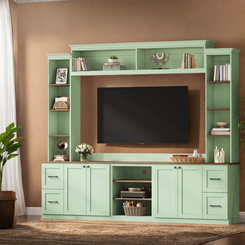 Meuble télé et meuble télé, rangement en MDF de 94,8 po pour la maison