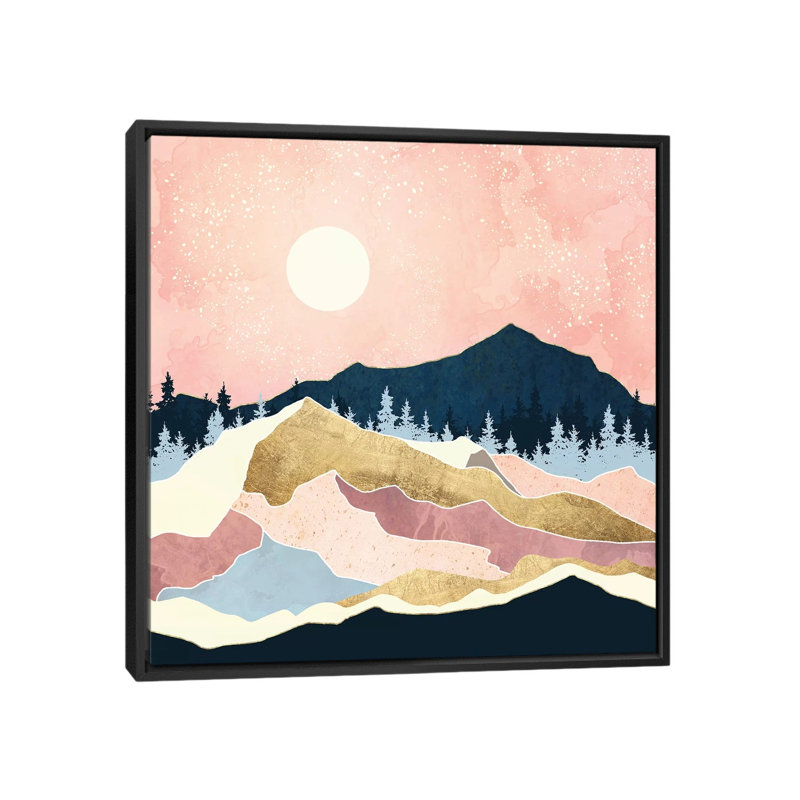 Coral Sunset - impression d'art graphique, Aucun mat, H 37 po x l 37 po x P 1,5 po, Toile avec cadre noir