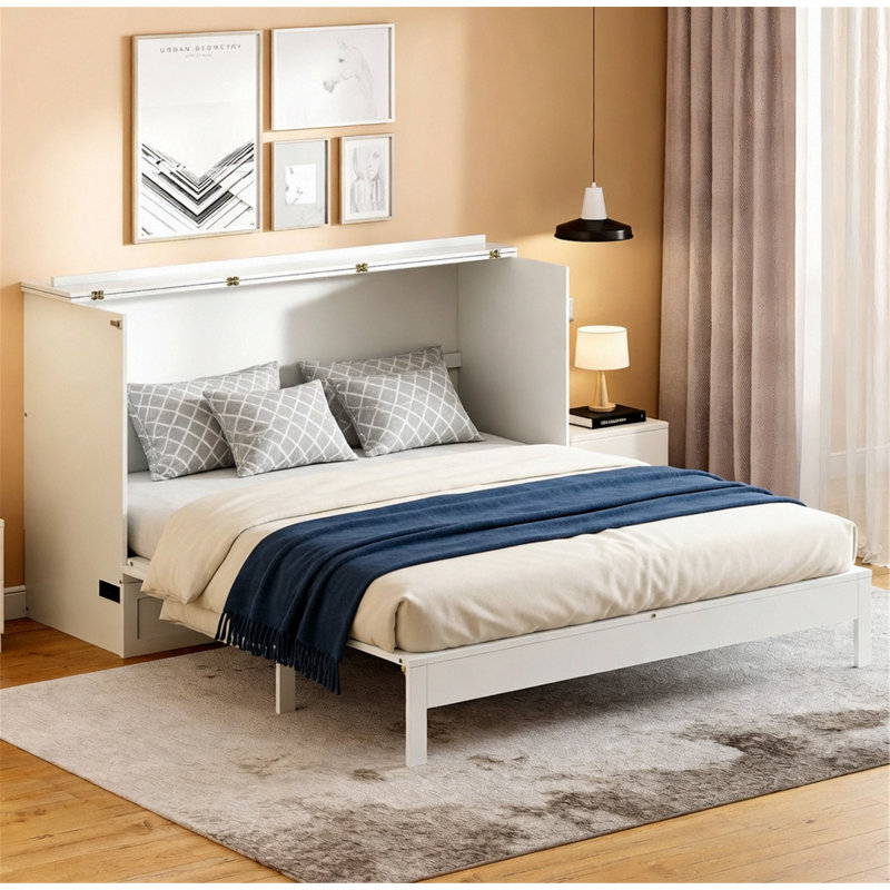Murphy Bed With Storage Drawers, White