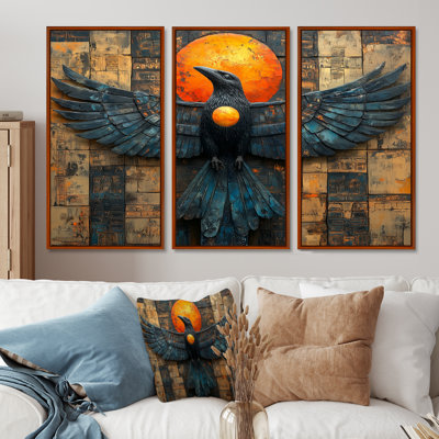 «Black Moon Native Raven II - Native American Art Totem», reproduction d'art