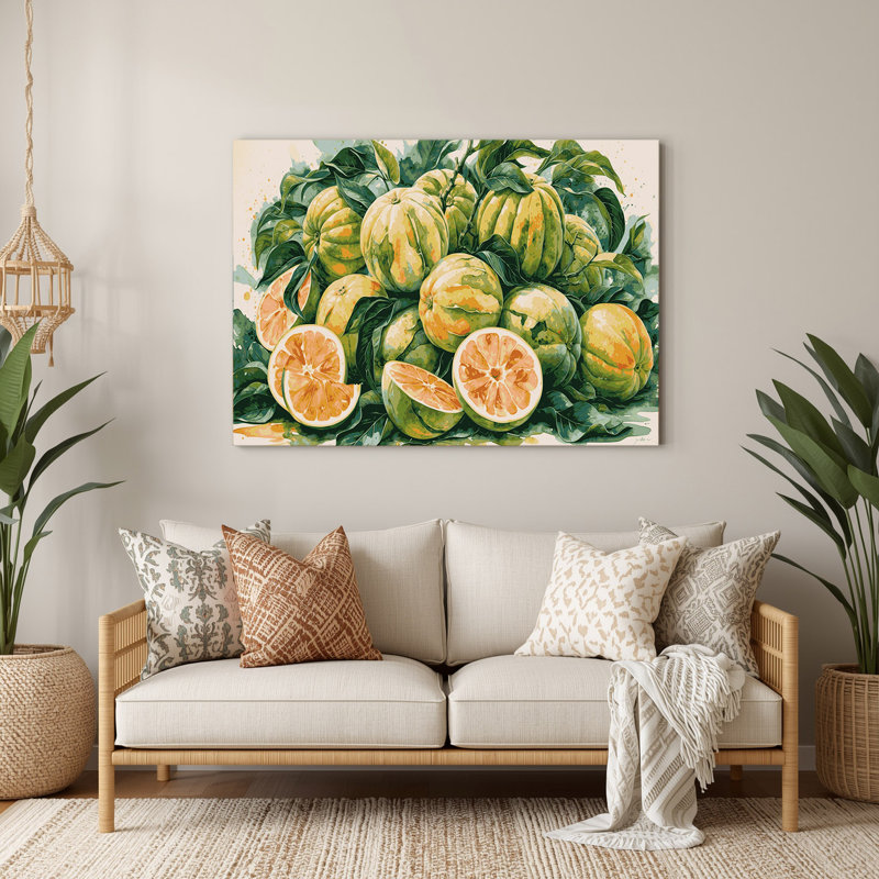 Art mural en métal beige Fruit pomelo, H 16 po x l 20 po