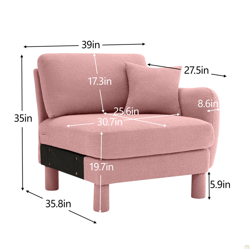 Canapé RSF avec coussin en polyester, Rose