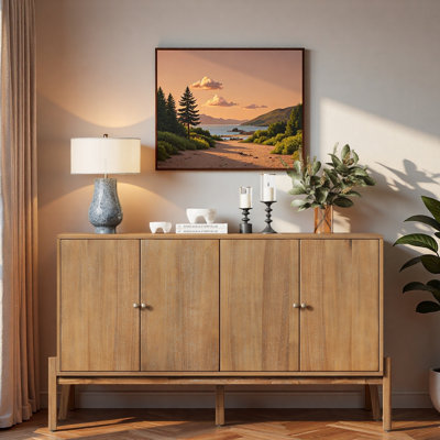 Vintage Sideboard Cabinet with Storage Space and Metal Handles