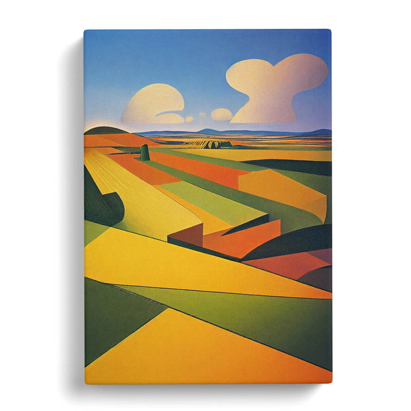 CAN-V0523-2859X Wheat Field Cubism - Wrapped Canvas Print, 50cm H x 35cm W