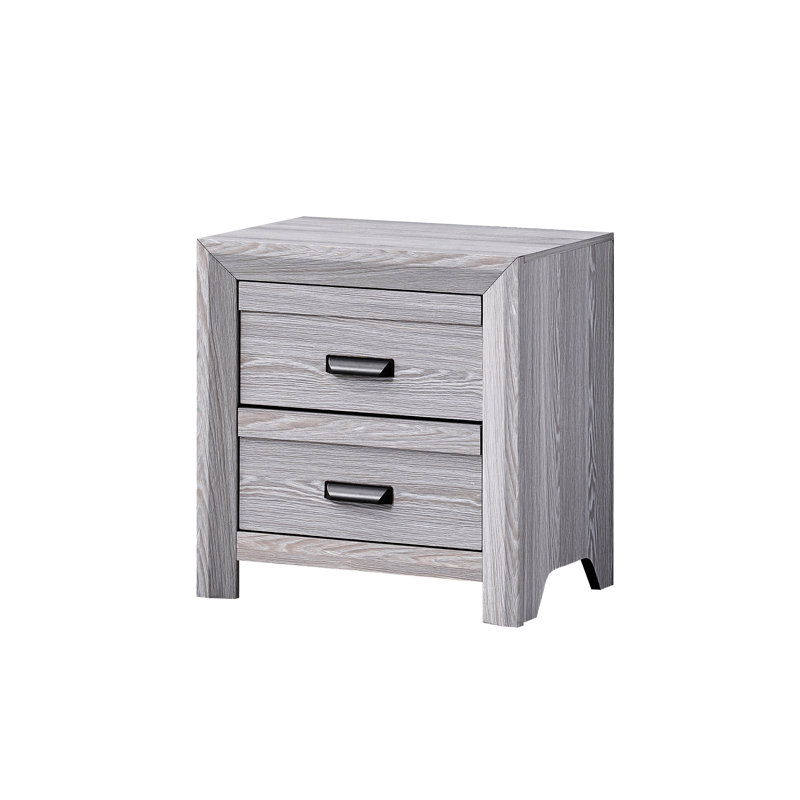 Table de chevet 2 tiroirs en bois gris rustique