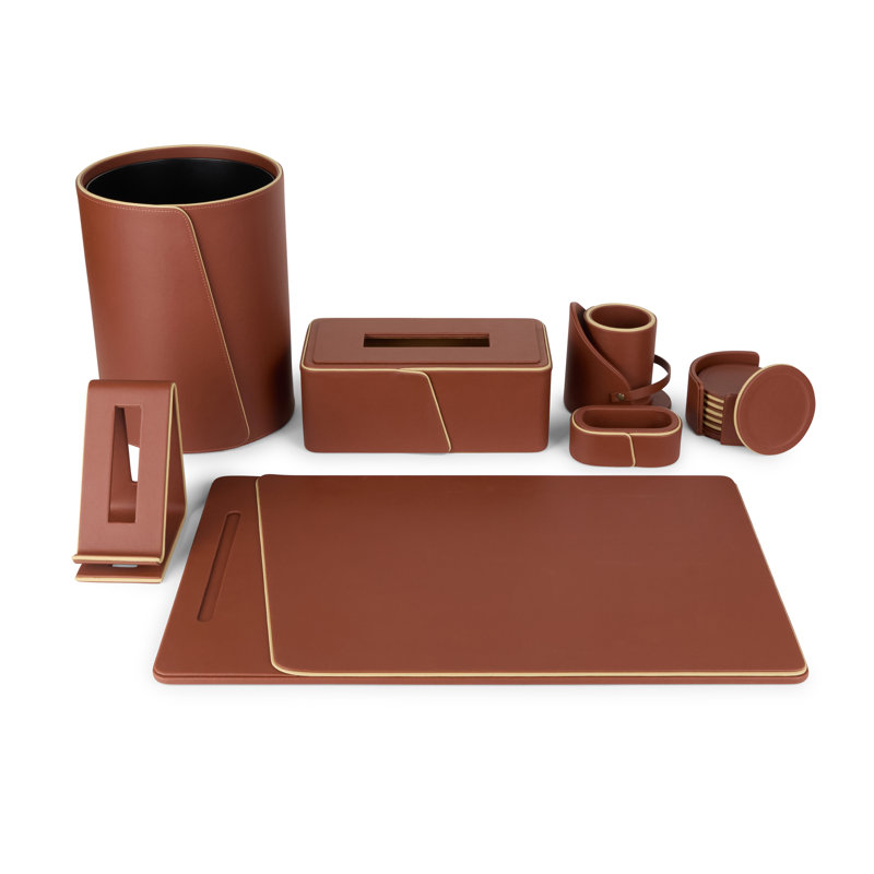 Cognac Leather Rectangle Tissue Box Cover