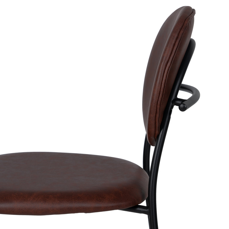 Noemy Upholstered Counter Stool with Metal Frame, Dark Brown
