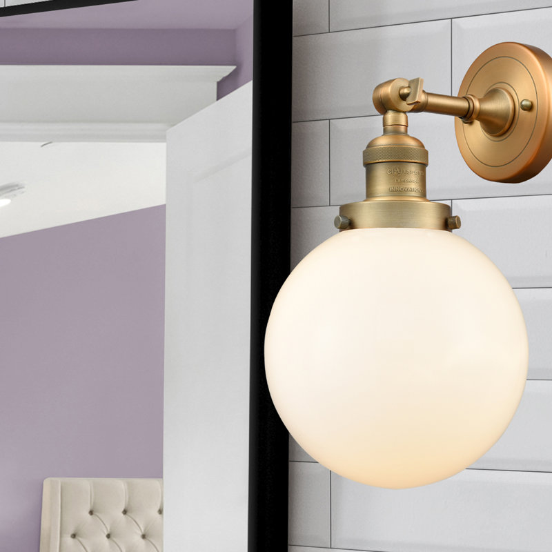 Clementina Dimmable Bath Sconce, Matte White Cased, Brushed Brass, Bulb Not Included